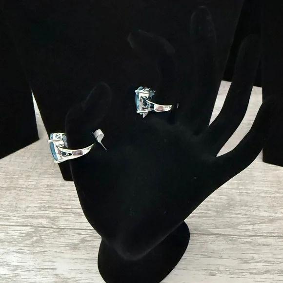 JTV Ring 12ct Pear Shape Swiss Blue Topaz Sterling Silver Solitaire Size 7-NWT